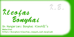 kleofas bonyhai business card